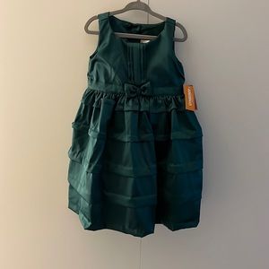 Toddler Dress - green satin NWT